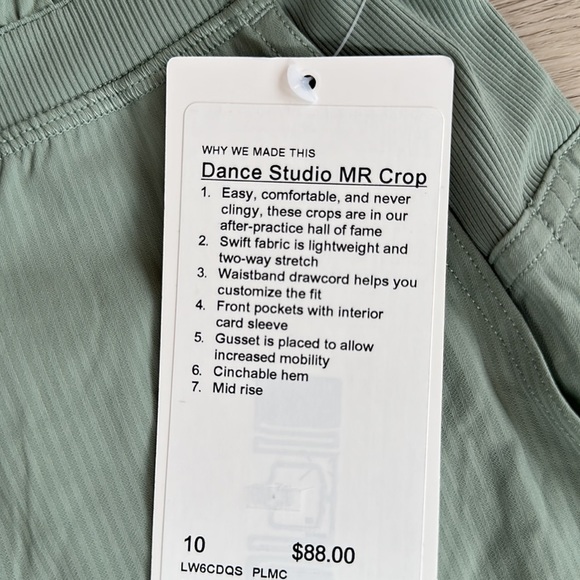 Lululemon Dance Studio Mid-Rise Cropped Pant woman’s 2 4 10 Color palm Court - Picture 4 of 7